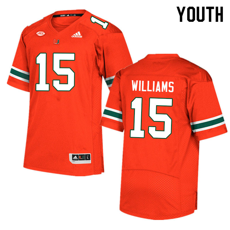 Youth #15 Avantae Williams Miami Hurricanes College Football Jerseys Sale-Orange